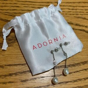 {Adornia} Silver Pearl Drop Earrings